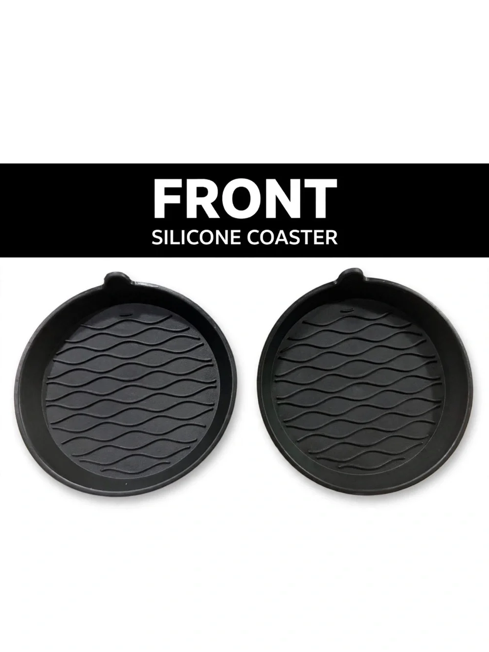 TRI22 Car Coasters for Cup Holders - 2 Pack Black Silicone Universal Fit Non-Sli